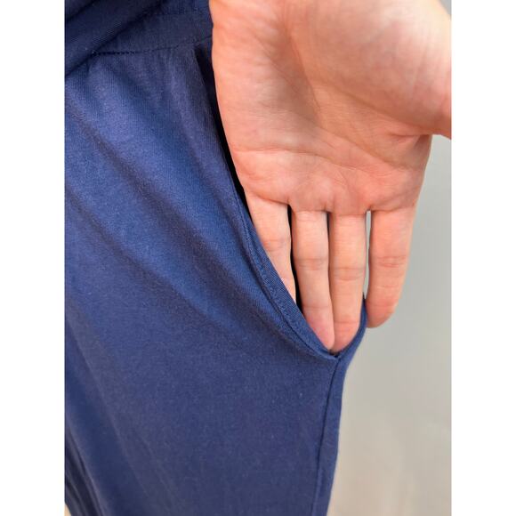 Michael Stars Blue Sleeveless Tank Pant Jumpsuit One Piece Drawstring Pockets L - Picture 3 of 6